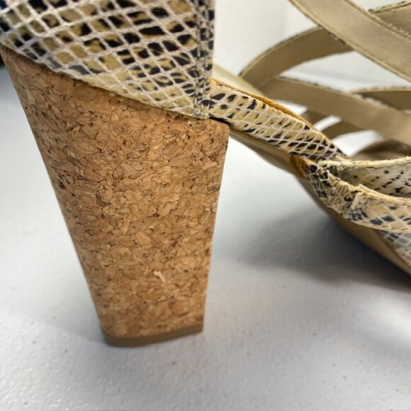 Kenneth Cole Reaction Sandals Women’s 8M Strappy Cork 4" Heel Open Toe Shoe - Picture 9 of 15
